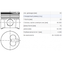 Поршень на Ситроен Джампер 1.9D 94- 02 STD | NURAL 87- 152000- 10