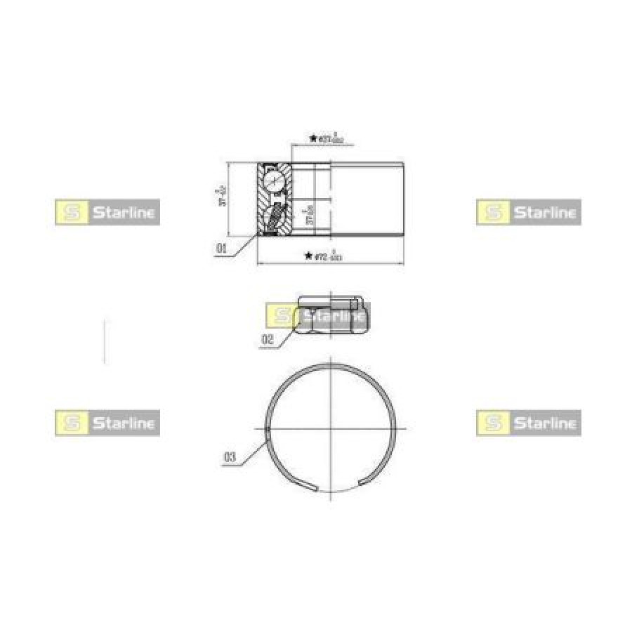 Starline S LO 03596 - Подшипник передней ступицы Fiat Doblo 2001-2010 без ABS, комплектующие с другой машины