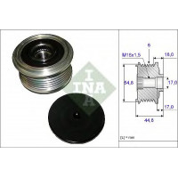 Муфта генератора 1.5 Dci (6 ручейков) Рено Кенго - Ina 535 0114 10